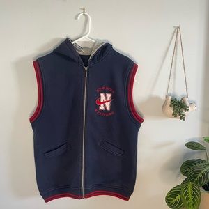 Vintage 90s Nike fitness hoodie vest blue and red with embroidery
